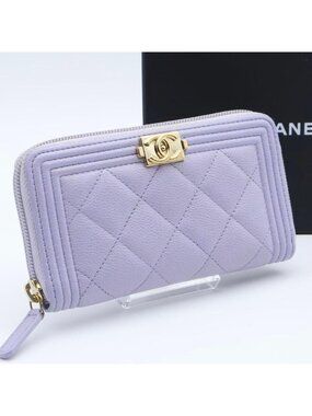 Chanel Compact Zip Around Wallet Purple